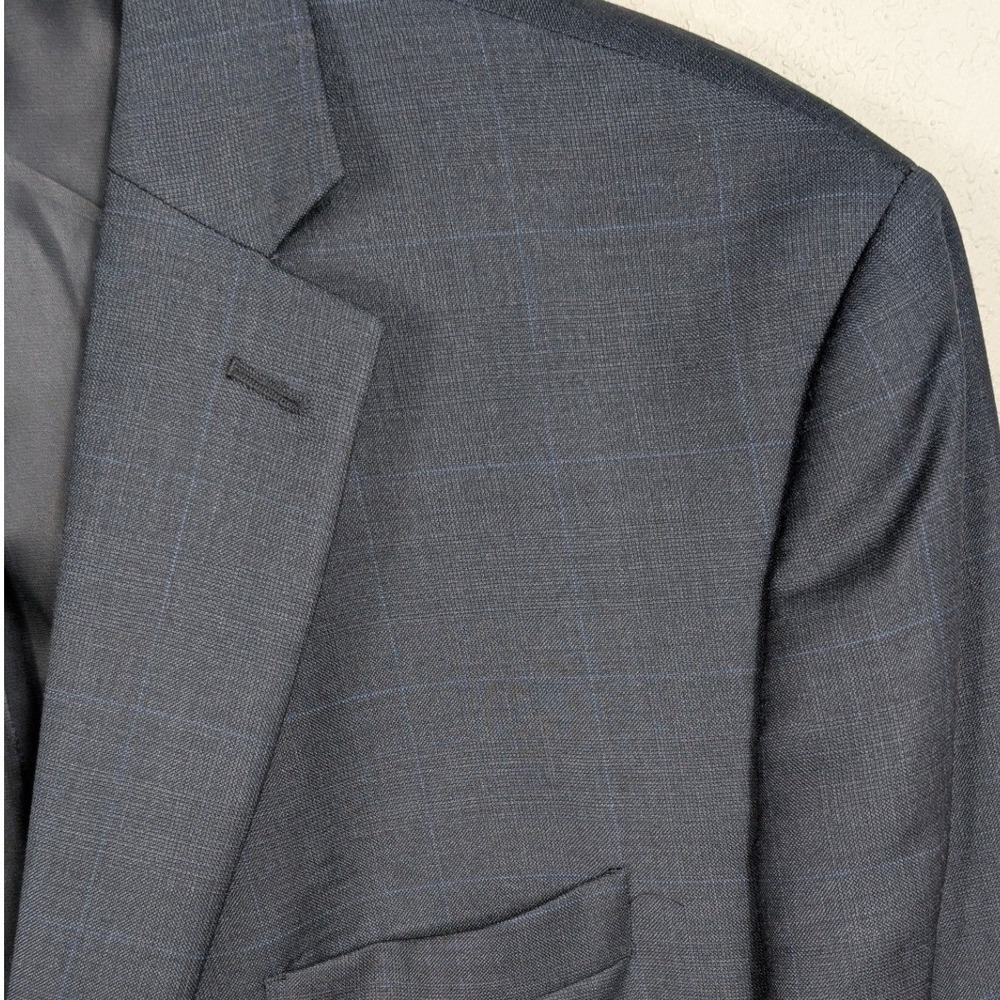 Lauren Ralph Lauren Suit Jacket Mens 48R Blue Windowpane Plaid‎ Wool Sport Coat